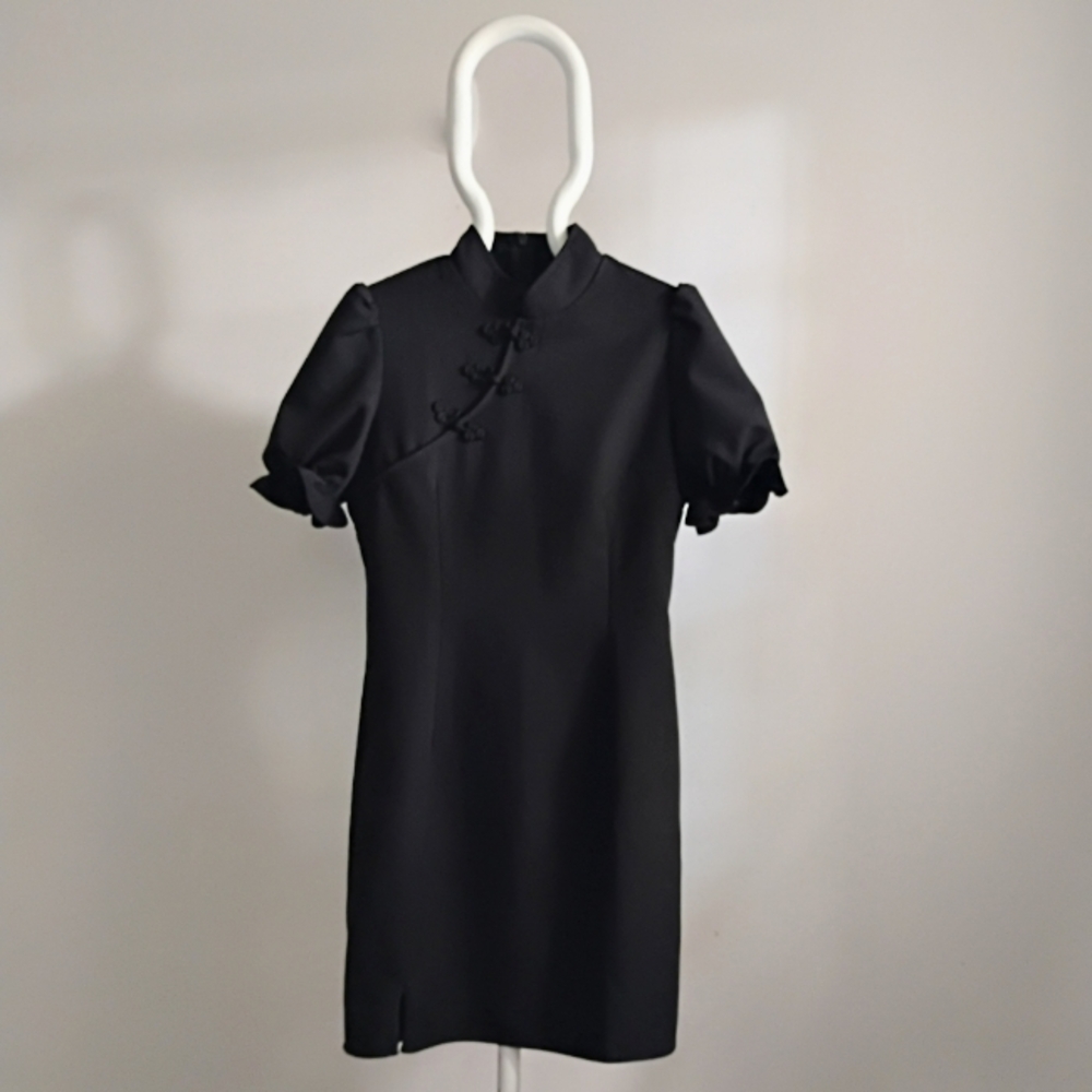 Black Mini Puff Sleeve La'Crawfish Dress